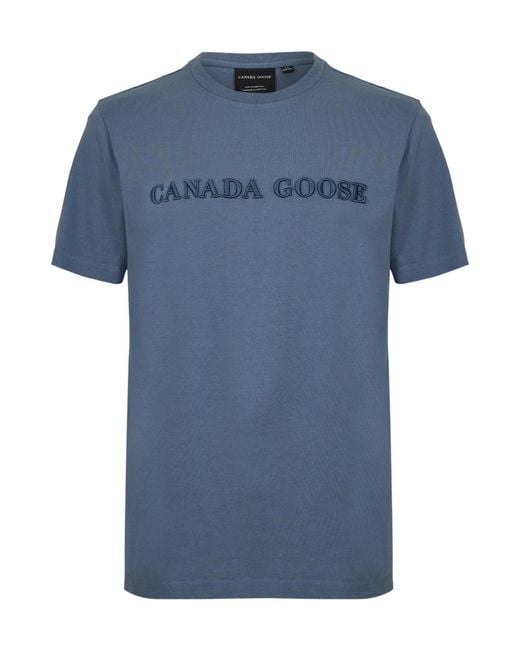 Canada Goose Blue Simple Cotton T-Shirt for men