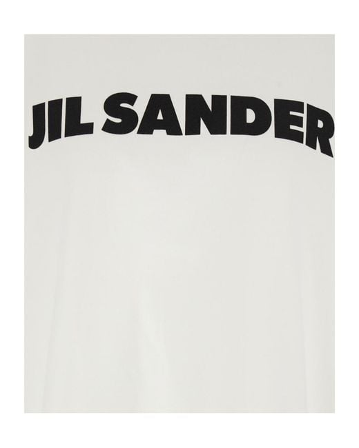 Jil Sander White Logo Printed Crewneck T-Shirt for men