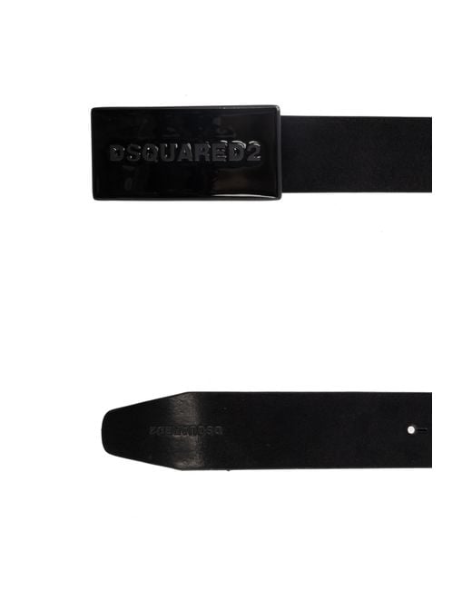DSquared² Black Logo Plaque Buckle Belt for men