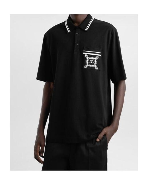 Dolce & Gabbana Black Short-Sleeved Polo Shirt for men