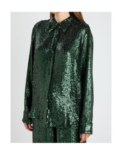 Dries Van Noten Green Chowy Sequin Shirt