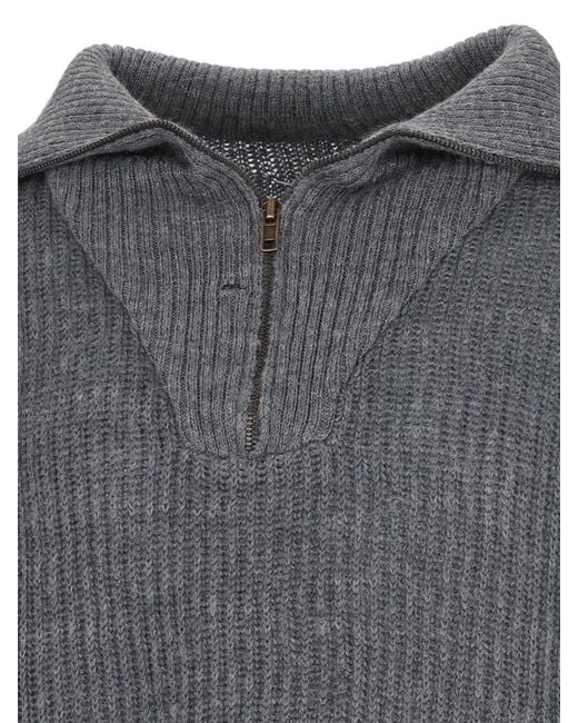 Maison Margiela Gray Summer Shetland Knit Jumper for men
