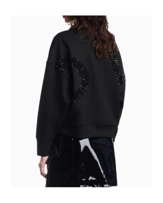 Emporio Armani Black Embellished Crewneck Sweatshirt
