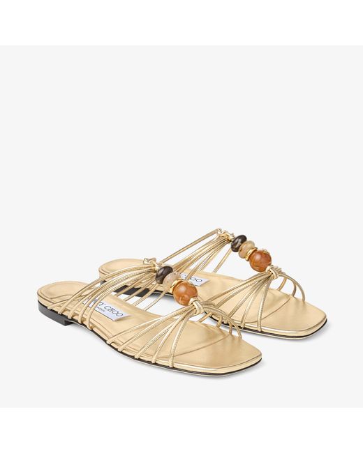 Jimmy Choo Metallic Lova Bead-Embellished Sandals