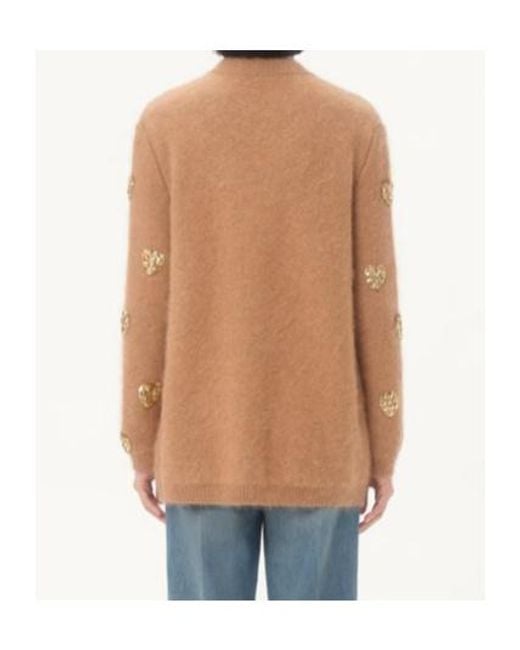 Valentino Brown Embroidered Knitted Cardigan