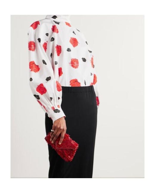 Marni Red Oversized Poplin Blouse