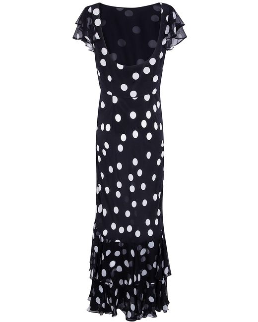Rixo Black Short Sleeve Ruffled Dress