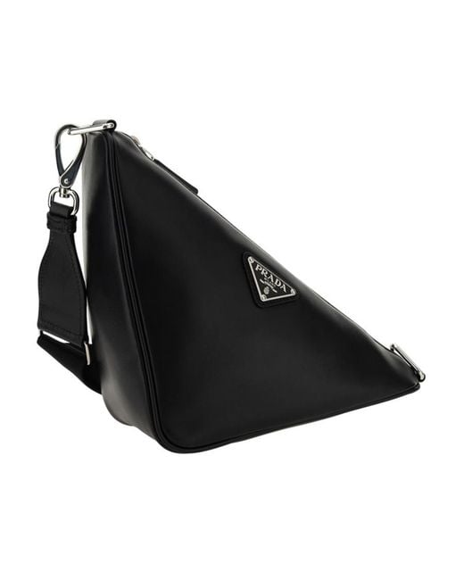 Prada Black Logo Plaque Zipped Shoulder Bag for men
