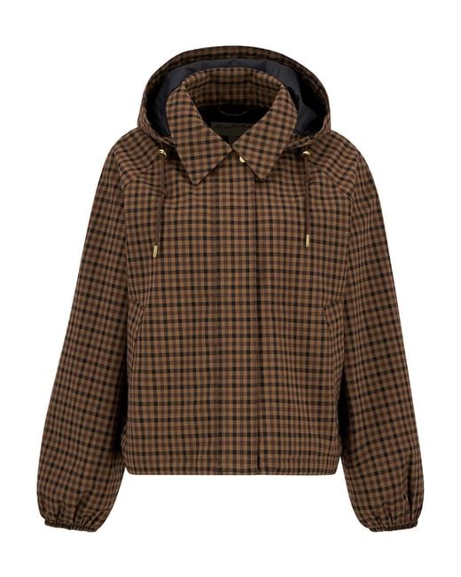 Barbour Brown Gingham Hooded Cropped Jacket