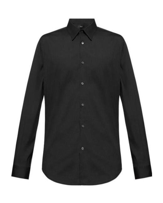 Theory Black Sylvain Cotton Shirt for men