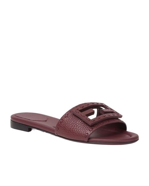 Fendi Brown Baguette Ff Slip-On Slides
