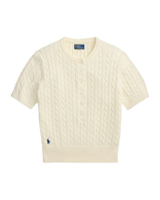 Polo Ralph Lauren White Sweater Henley Knitted Top