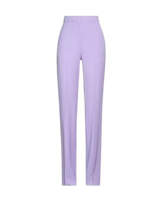 Max Mara Purple Solid Color Wool Straight-Leg Suit Trousers