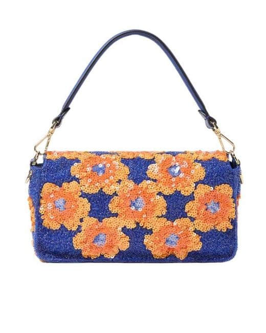 Fendi Blue Baguette Medium Shoulder Bag