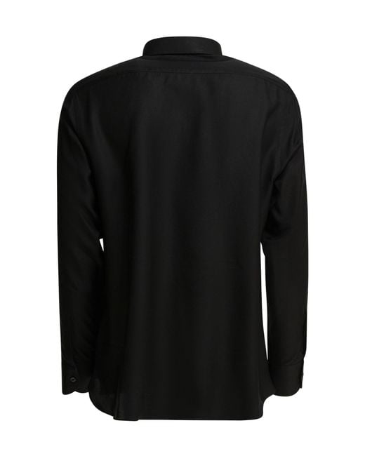 Tom Ford Black Concealed Placket Shirt for men
