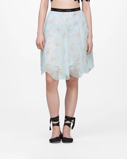Marc Jacobs Blue Blurred Floral Chiffon Skirt