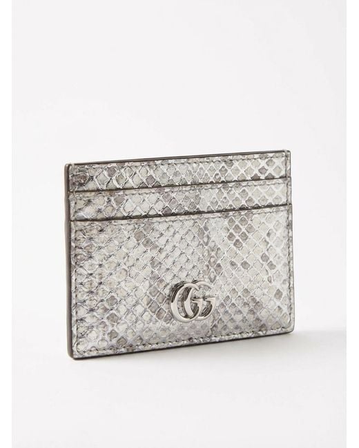 Gucci White Gg Marmont Python Card Case