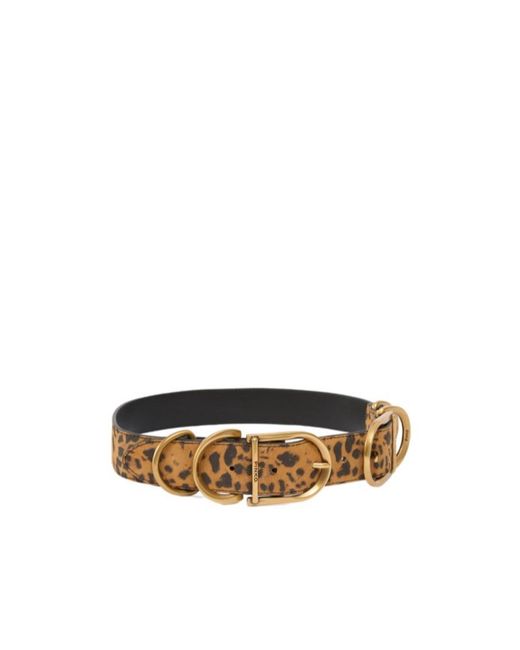 Pinko White Leopard Printed Buckle Belt
