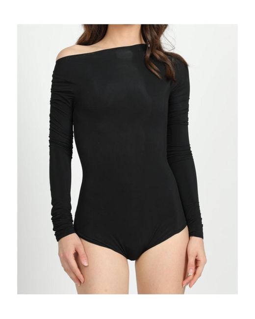 Alberta Ferretti Black Slim-Fit Long-Sleeved Bodysuit