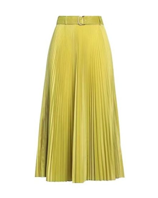Max Mara Yellow Solid-Color Pleated Skirt