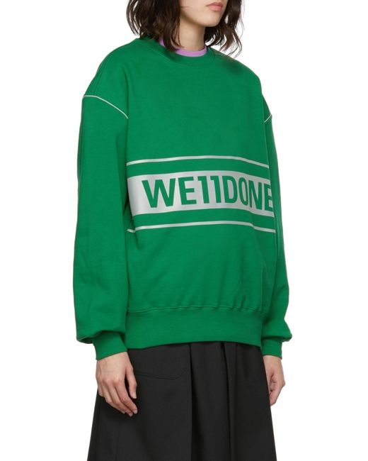 we11done Green Printed Logo Sports Sweater for men