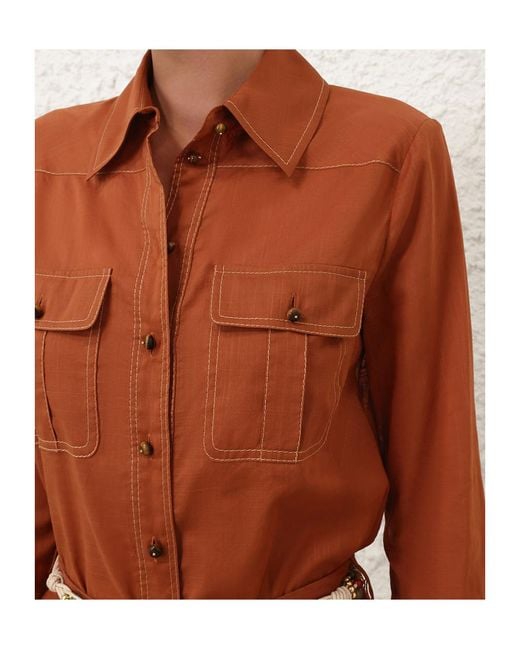 Zimmermann Brown Chest-Pocket Shirt