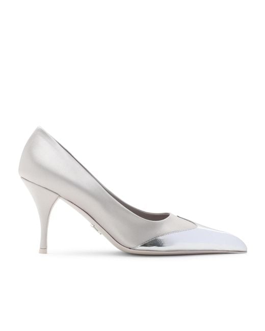 Prada White Pointed Toe Slip-On Pumps