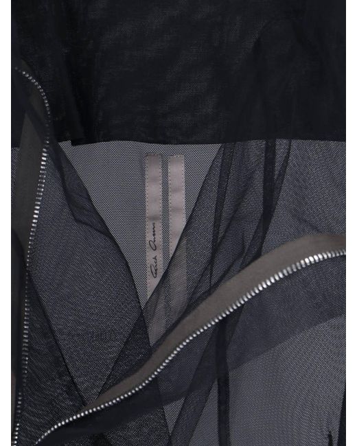 Rick Owens Black Tulle Zipped Blouse