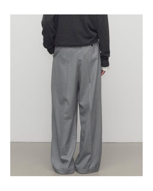 The Row Gray Pleated Trousers