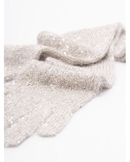 Brunello Cucinelli White Sequin-Embellished Gloves
