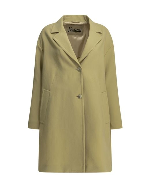 Herno Green Single-Breasted Relaxed Coat