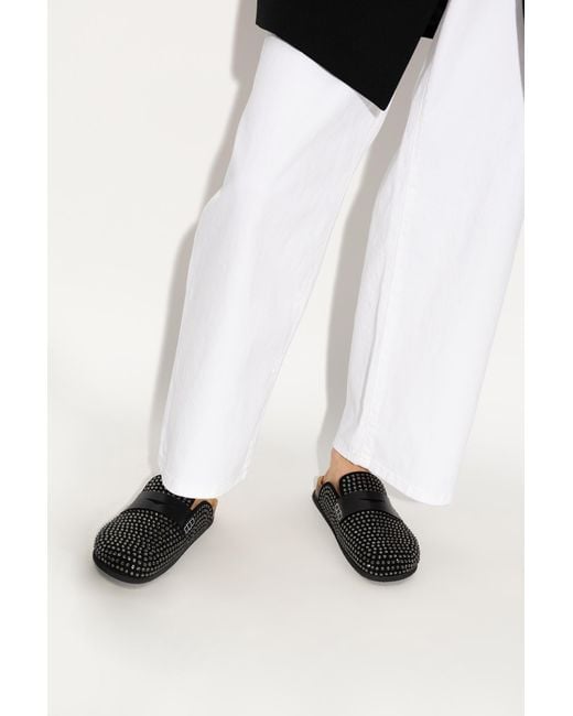 J.W. Anderson Black Crystal-Embellished Leather Mule