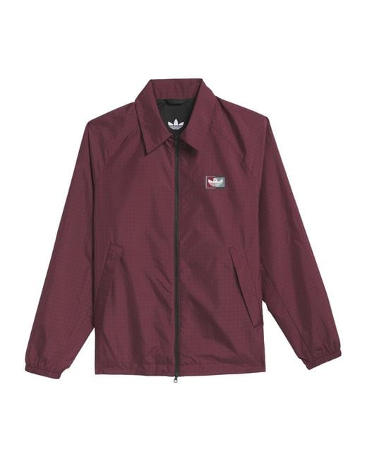 Adidas Originals Purple Checkered Collared Zipup Jacket for men