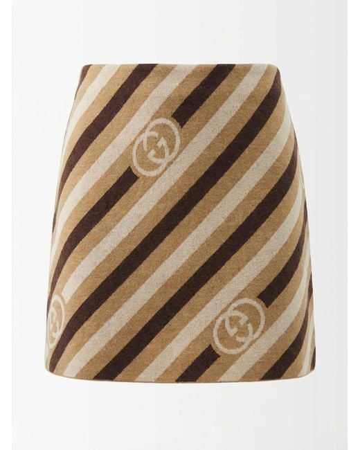 Gucci Brown Diagonal Gg Velvet Skirt