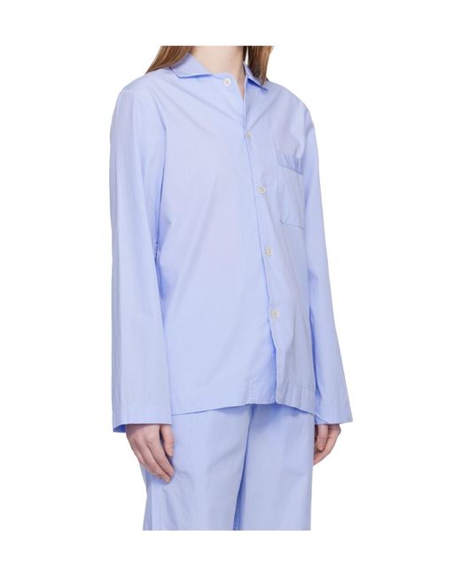 Tekla Blue Long-Sleeved Pajama Shirt