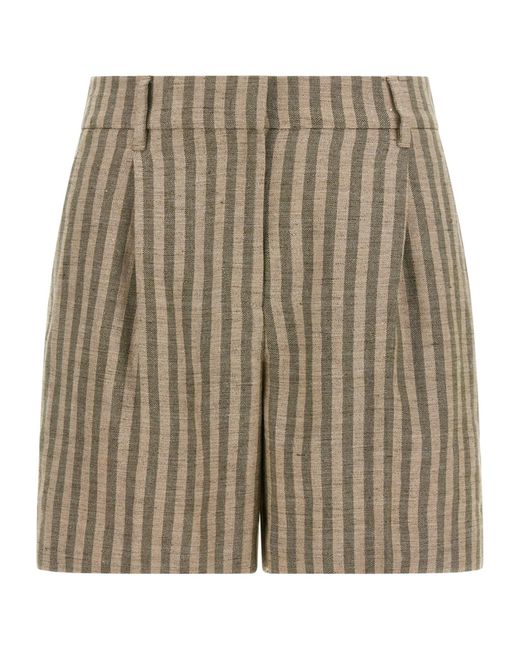 Brunello Cucinelli Natural Striped Pleated Shorts