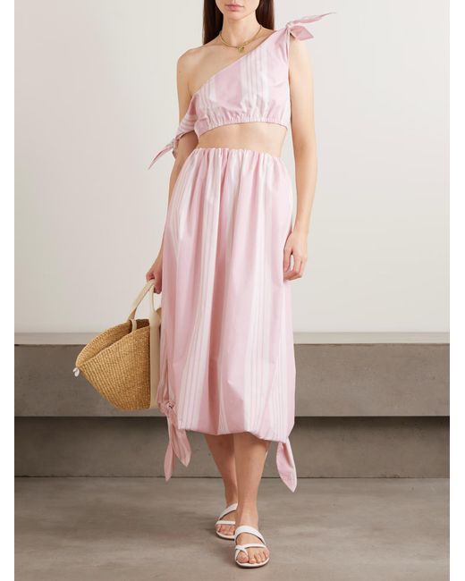 Posse Pink Rosie's One-Shoulder Striped Top With Tie