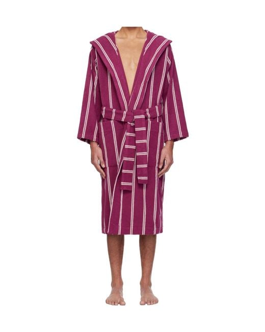 Tekla Red Hooded Bathrobe for men