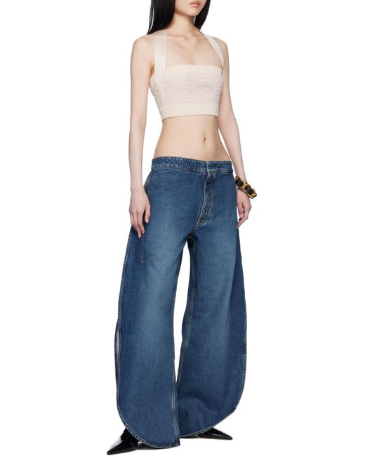 Balmain Blue Pb Labyrinth-Pattern Top
