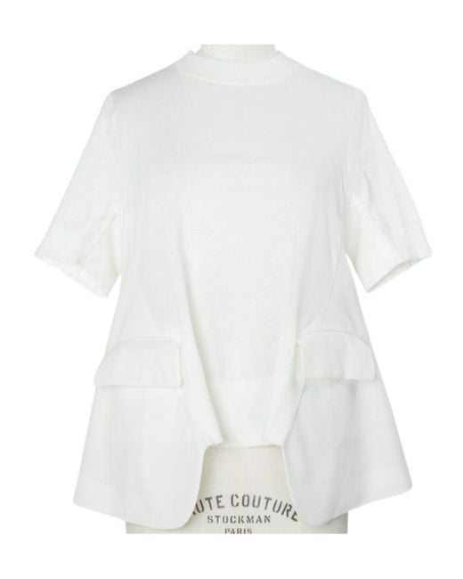 Sacai White Short-Sleeve T-Shirt