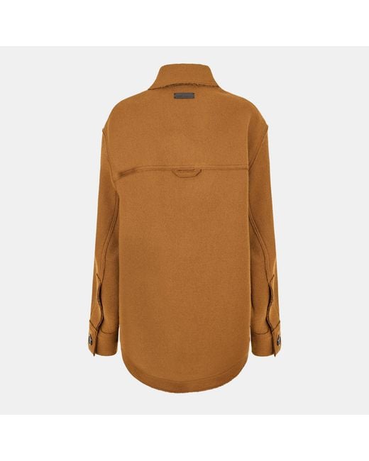 AMI Brown Single-Breasted Solid Color Coat