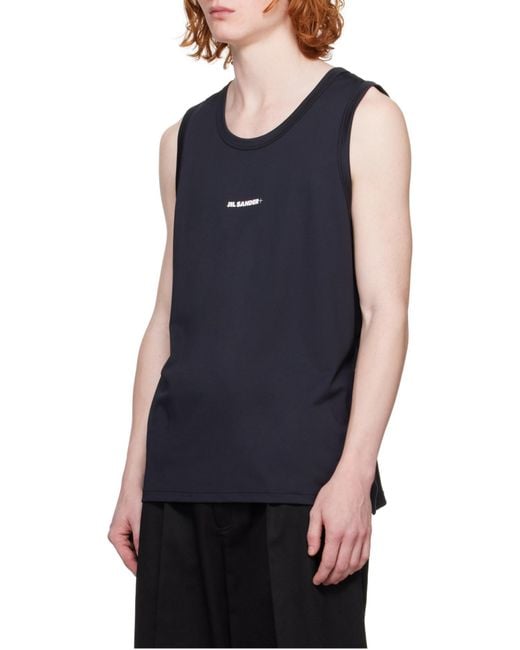 Jil Sander Blue Crewneck Jersey Performance Tank Top for men