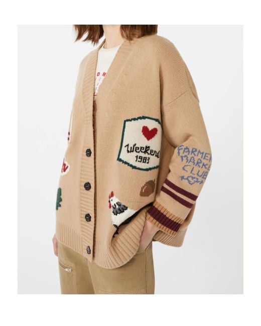 Weekend by Maxmara Natural Embroidered Stripe Cardigan