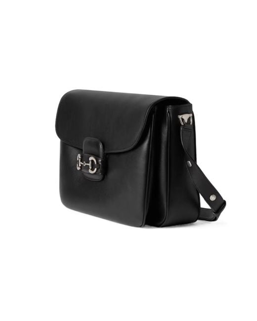 Gucci Black Horsebit 1955 Aura Large Crossbody Bag for men
