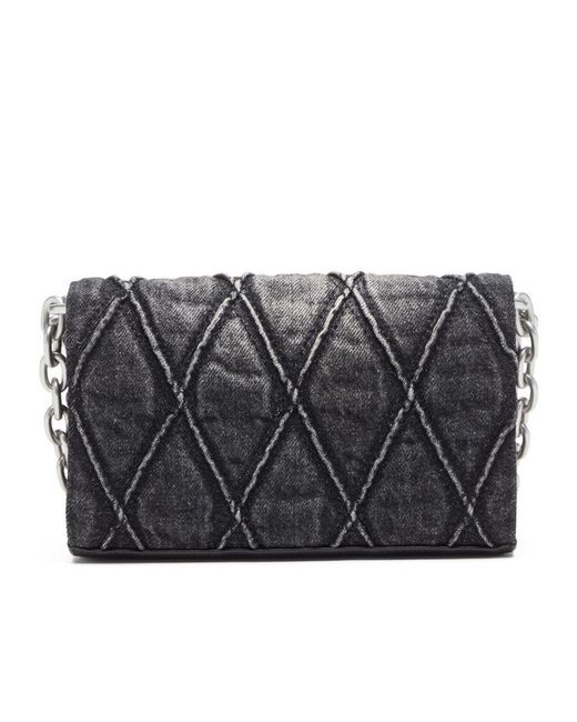DIESEL Gray Charm-D Embellished Strap Denim Wallet