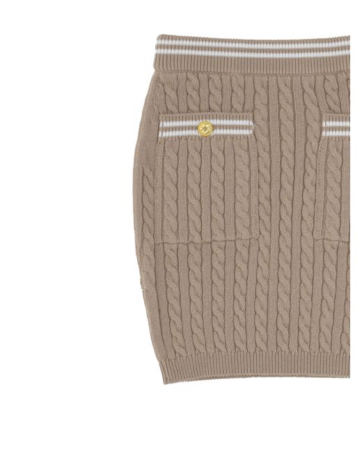 Alessandra Rich Natural Stripe Trim Cable-Knitted Mini Skirt