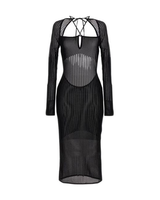Nensi Dojaka Black Ribbed Maxi Dress