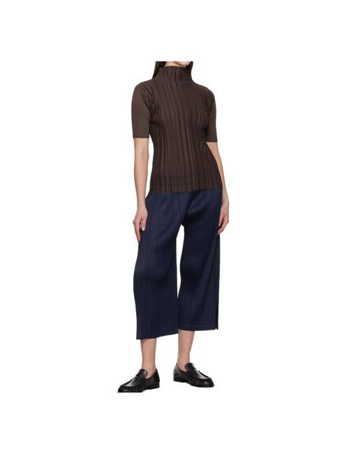 Pleats Please Issey Miyake Brown Turtleneck Sweater