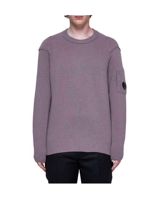 C P Company Purple Lens-Detailed Crewneck Jumper for men