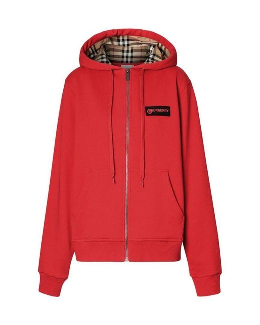 Burberry Red Checked Hooded Sweatshirt